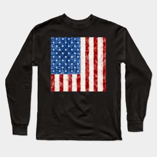 Rustic, Distressed Vertical US  Flag Design Long Sleeve T-Shirt